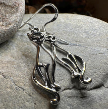Load image into Gallery viewer, Celtic Cat Earrings, Cat Lover Gift, Celtic Jewelry, Irish Jewelry, Cat Lady Gift, Cat Mom Gift, Animal Jewelry, Mom Gift, Long Drop Earring