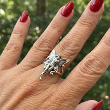 Load image into Gallery viewer, Fairy Ring, Faerie Statement Ring, Celtic Jewelry, Nature Ring, Irish Ring, Girlfriend Gift, Anniversary Gift, Art Deco Ring, Wiccan Ring