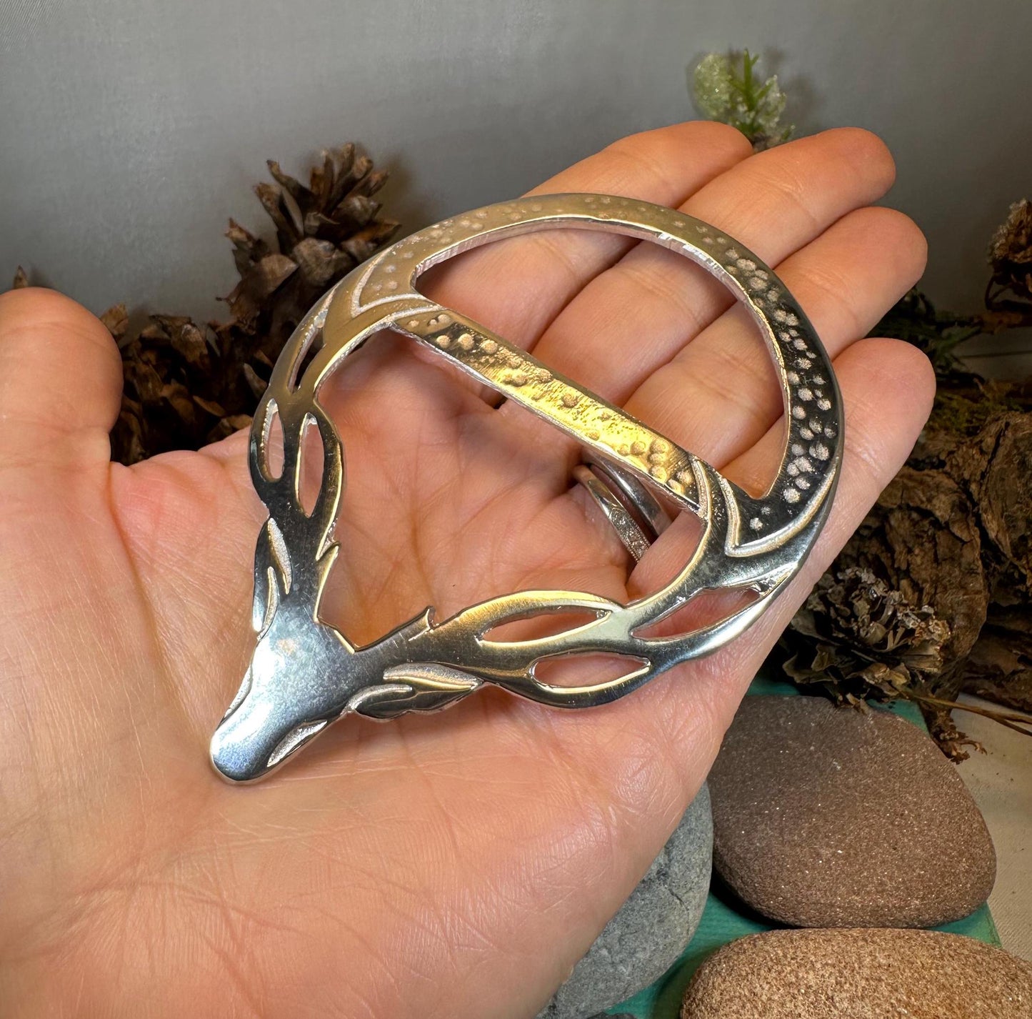 Pewter Stag Scarf Ring - Handmade in Scotland — view 10