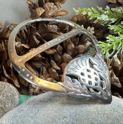 Load image into Gallery viewer, Celtic Thistle Scarf Ring - Handmade in Scotland