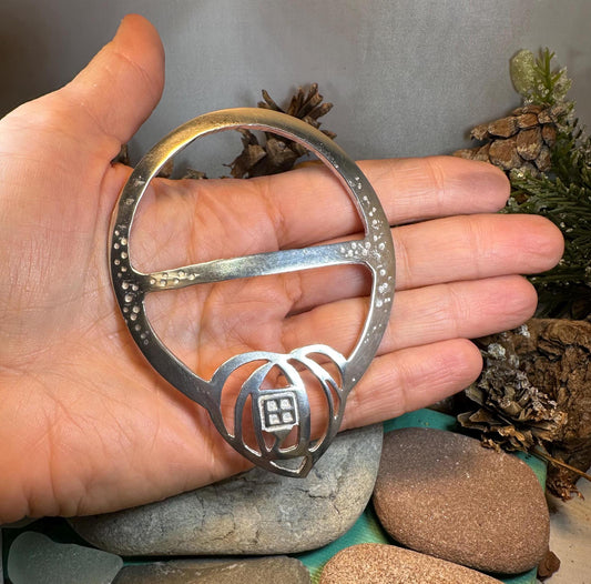 Celtic Mackintosh Heart Scarf Ring - Handmade in Scotland