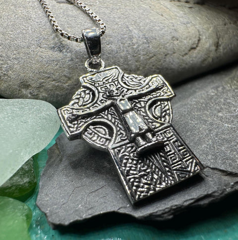 Load image into Gallery viewer, Celtic Cross Necklace, Crucifix Pendant, Celtic Jewelry, Anniversary Gift, First Communion Gift, Scottish Cross, Religious Jewelry, Ireland
