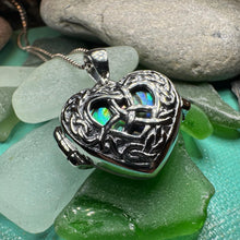 Load image into Gallery viewer, Trinity Knot Locket Necklace, Celtic Heart Pendant, Irish Jewerly, Celtic Jewelry, Anniversary Gift, Locket Necklace, Wiccan Jewelry