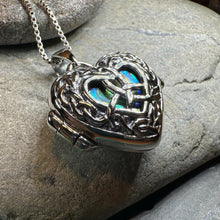 Load image into Gallery viewer, Trinity Knot Locket Necklace, Celtic Heart Pendant, Irish Jewerly, Celtic Jewelry, Anniversary Gift, Locket Necklace, Wiccan Jewelry