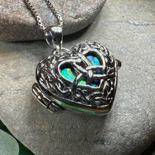 Load image into Gallery viewer, Trinity Knot Locket Necklace, Celtic Heart Pendant, Irish Jewerly, Celtic Jewelry, Anniversary Gift, Locket Necklace, Wiccan Jewelry