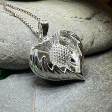 Load image into Gallery viewer, Thistle Necklace, Scottish Pendant, Silver Scotland Jewelry, Outlander Jewelry, Wife Gift, Friendship Gift, Nature Jewelry, Anniversary Gift