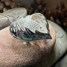 Load image into Gallery viewer, Thistle Necklace, Scottish Pendant, Silver Scotland Jewelry, Outlander Jewelry, Wife Gift, Friendship Gift, Nature Jewelry, Anniversary Gift