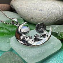 Load image into Gallery viewer, Moon Necklace, Mushroom Necklace, Celestial Pendant, Mystical Jewelry, Pagan Jewelry, Gothic Pendant, Forest Pendant, Halloween Gift