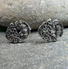 Load image into Gallery viewer, Thistle Earrings, Flower Jewelry, Scotland Jewelry, Celtic Jewelry, Graduation Gift, Anniversary Gift, Silver Stud Earrings, Post Earrings
