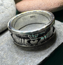 Load image into Gallery viewer, Celtic Ring, Irish Wedding Ring, Ireland Ring, Claddagh Ring, Irish Ring, Promise Ring, Anniversary Gift, Silver Wedding Band, Ireland Gift
