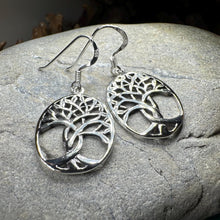 Load image into Gallery viewer, Tree of Life Earrings, Celtic Jewelry, Irish Jewelry, Silver Dangle Earrings, Anniversary Gift, Mom Gift, Scottish Jewelry, Wiccan Gift