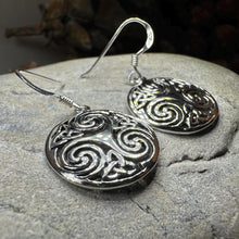 Load image into Gallery viewer, Celtic Spiral Earrings, Irish Jewelry, Scottish Jewelry, Ireland Gift, Triskelion Jewelry, Triskele, Celtic Jewelry, Triple Spiral Jewelry