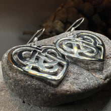 Load image into Gallery viewer, Heart Earrings, Irish Jewelry, Celtic Jewelry, Scotland Jewelry, Love Knot Jewelry, Anniversary Gift, Mom Gift, Wife Gift, Celtic Knot Gift