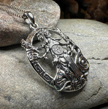 Load image into Gallery viewer, Hecate Wheel Necklace, Irish Jewelry, Celtic Jewelry, Pagan Gift, Key Pendant, Wiccan Jewelry, Goddess Jewelry, Witch Gift, Gothic Jewelry