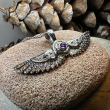 Load image into Gallery viewer, Winged Sun Necklace, Egyptian Pendant, Mystical Amulet, Egyptian Symbol, Pagan Jewelry, Goddess Jewelry, Recovery Gift, Silver Isis Pendant