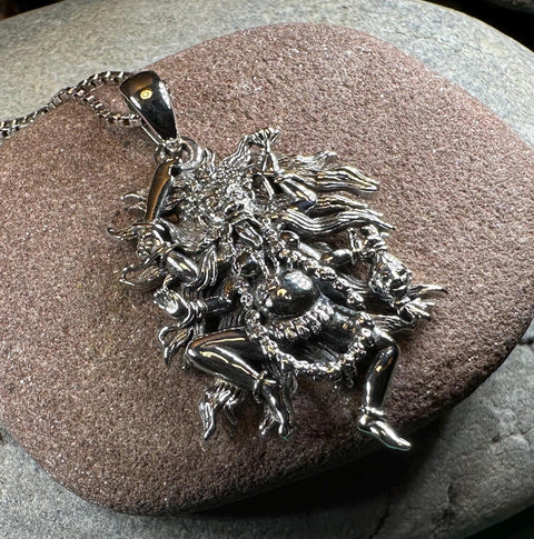 Load image into Gallery viewer, Kali Necklace, Hindu Pendant, Mystical Amulet, Goddess Pendant, Pagan Jewelry, Mother Goddess, Silver Hindu Goddess Pendant