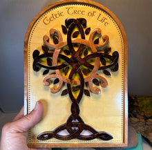 Load image into Gallery viewer, Celtic Tree of Life Wall Art, Ireland Gift, Wooden Wall Plaque, New Home Gift, House Warming Gift, Irish Tree, Irish Decor, Good Luck