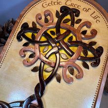 Load image into Gallery viewer, Celtic Tree of Life Wall Art, Ireland Gift, Wooden Wall Plaque, New Home Gift, House Warming Gift, Irish Tree, Irish Decor, Good Luck