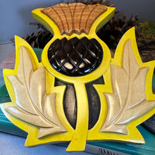 Load image into Gallery viewer, Celtic Thistle Wall Art, Scottish Gift, Wooden Wall Plaque, New Home Gift, House Warming Gift, Scotland Decor, Good Luck