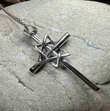 Load image into Gallery viewer, Star of David Cross Necklace, Cross Jewelry, Israel Support Gift, Anniversary Gift, Christian Gift, Religious Jewelry, Jewish Star Cross