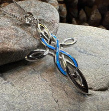 Load image into Gallery viewer, Celtic Cross Necklace, Irish Jewelry, Celtic Jewelry, First Communion Gift, Confirmation Gift, Irish Cross, Religious Jewelry, Opal Mom Gift