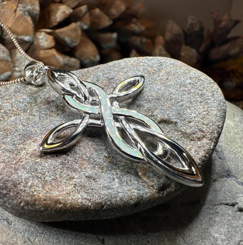 Load image into Gallery viewer, Celtic Cross Necklace, Irish Jewelry, Celtic Jewelry, First Communion Gift, Confirmation Gift, Irish Cross, Religious Jewelry, Opal Mom Gift