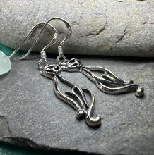 Load image into Gallery viewer, Celtic Cat Earrings, Cat Lover Gift, Celtic Jewelry, Irish Jewelry, Cat Lady Gift, Cat Mom Gift, Animal Jewelry, Mom Gift, Long Drop Earring
