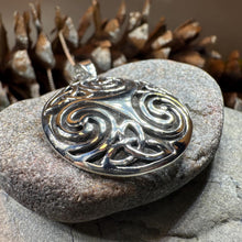 Load image into Gallery viewer, Celtic Spiral Necklace, Celtic Pendant, Irish Jewelry, Triple Spiral Pendant, Girlfriend Gift, Druid Necklace, Wiccan Jewelry, Triskel Gift