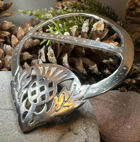 Load image into Gallery viewer, Celtic Thistle Scarf Ring - Handmade in Scotland
