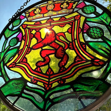 Load image into Gallery viewer, Scottish Lion Wall Decor, Celtic Thistle Gift, Scotland Stained Glass, New Home Gift, Celtic Wedding Gift, Anniversary Gift, Suncatcher