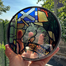 Load image into Gallery viewer, Scottish Unicorn Wall Decor, Scottish Flag Gift, Scotland Stained Glass, New Home Gift, Wedding Gift, Anniversary Gift, St. Giles Suncatcher