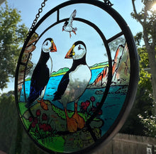Load image into Gallery viewer, Scottish Puffin Wall Decor, Scotland Gift, Stained Glass Celtic Gift, New Home Gift, Scottish Wedding Gift, Scottish Sea Bird, Puffin Lover