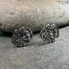 Load image into Gallery viewer, Thistle Earrings, Flower Jewelry, Scotland Jewelry, Celtic Jewelry, Graduation Gift, Anniversary Gift, Silver Stud Earrings, Post Earrings
