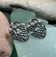 Load image into Gallery viewer, Thistle Earrings, Flower Jewelry, Scotland Jewelry, Celtic Jewelry, Graduation Gift, Anniversary Gift, Silver Stud Earrings, Post Earrings