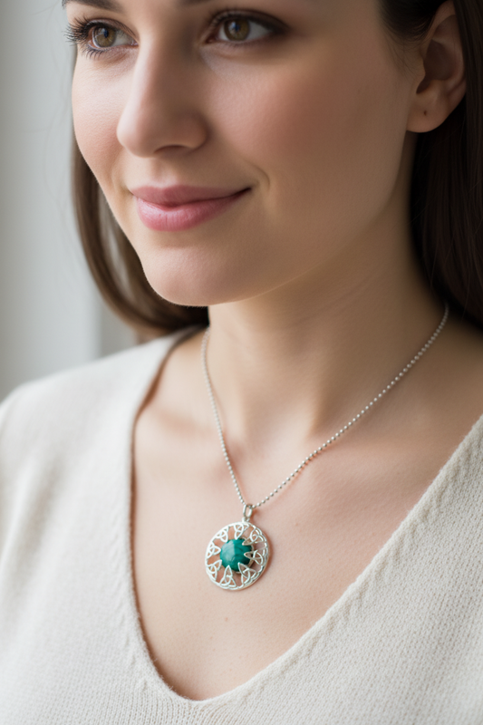 Trinity Knot Malachite Necklace - Made in Ireland