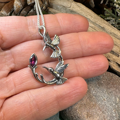 Load image into Gallery viewer, Celtic Hummingbird Necklace
