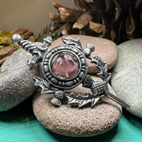 Load image into Gallery viewer, Scottish Thistle Sword Kilt Pin - Handmade in Scotland
