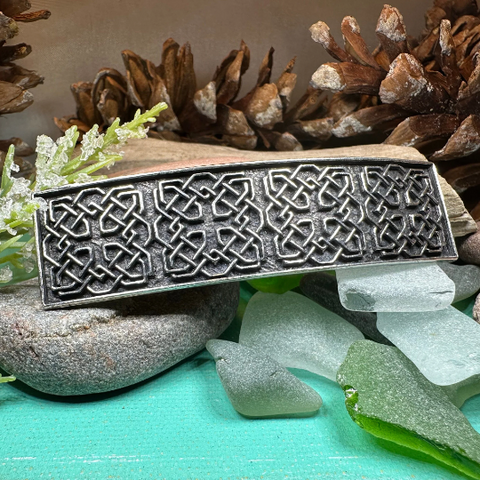 Load image into Gallery viewer, Pewter Celtic Harmony Knot Hair Clip for Women