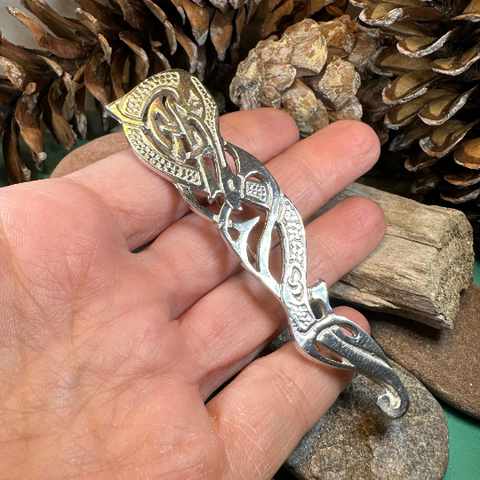 Load image into Gallery viewer, Celtic Dragon Kilt Pin - Handmade in Scotland