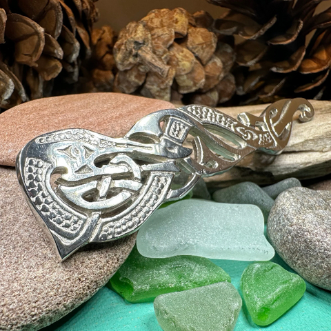 Load image into Gallery viewer, Celtic Dragon Kilt Pin - Handmade in Scotland