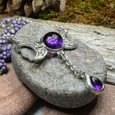 Load image into Gallery viewer, Celtic Moon Necklace in Sterling Silver