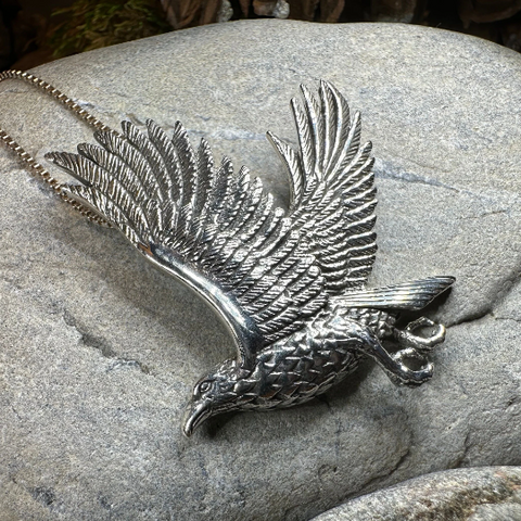 Load image into Gallery viewer, Eagle in Flight Necklace in Sterling Silver