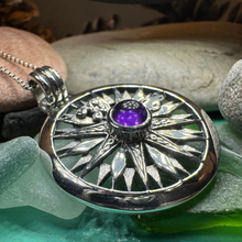Load image into Gallery viewer, Celtic Compass Amethyst Necklace