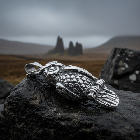 Load image into Gallery viewer, Watchful Owl Necklace in Sterling Silver