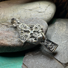 Load image into Gallery viewer, Marcasite Claddagh Cross Necklace