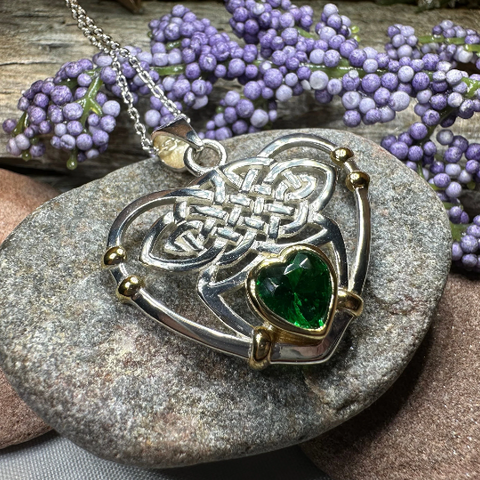 Load image into Gallery viewer, Celtic Embrace Heart Necklace in Sterling Silver