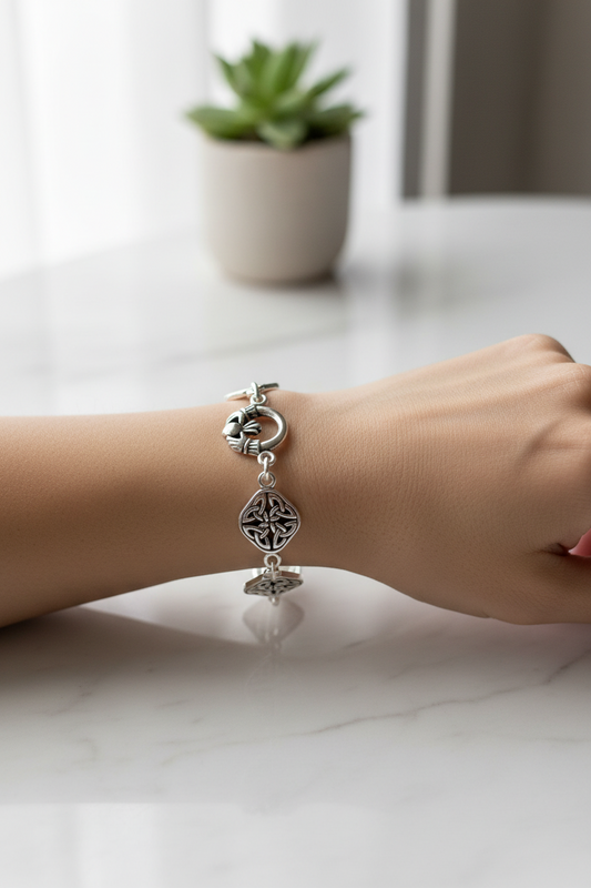 Kira Irish Claddagh Celtic Knot Bracelet in Sterling Silver — view 4