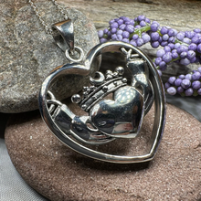Load image into Gallery viewer, Celestial Moon Claddagh Necklace

