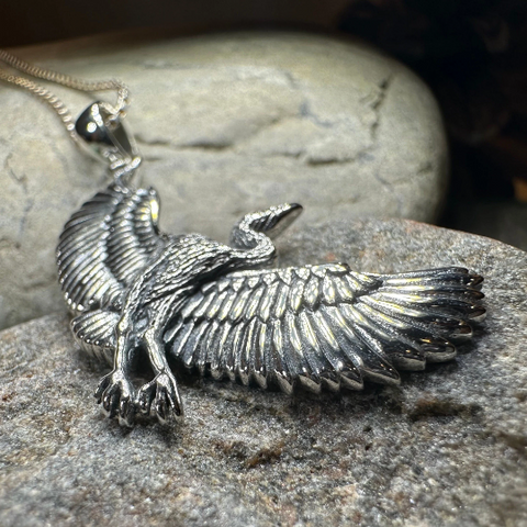 Load image into Gallery viewer, Good Fortune Crane Necklace in Sterling Silver