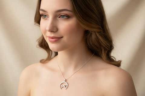 Load image into Gallery viewer, Crescent Moonrise Cat Necklace